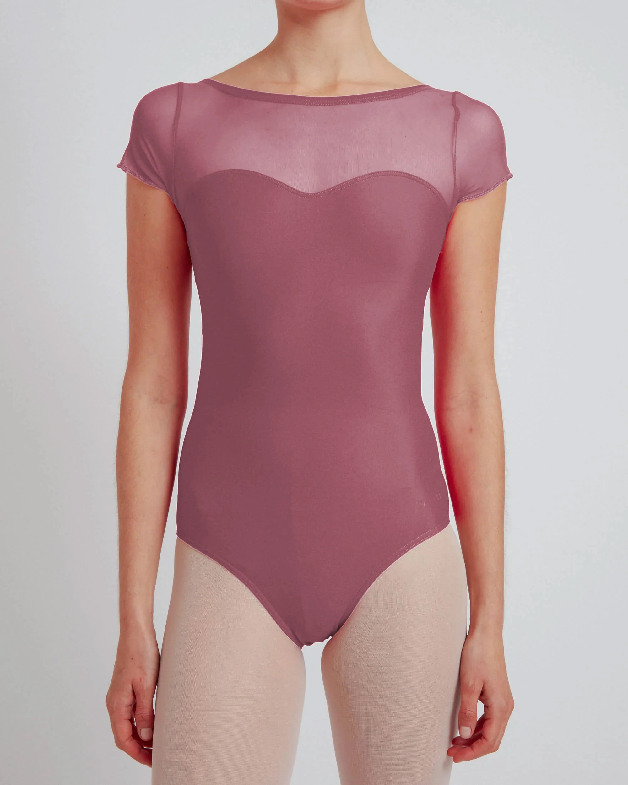 Maillot de danse à manches courtes deux tons avec maille - Enfants