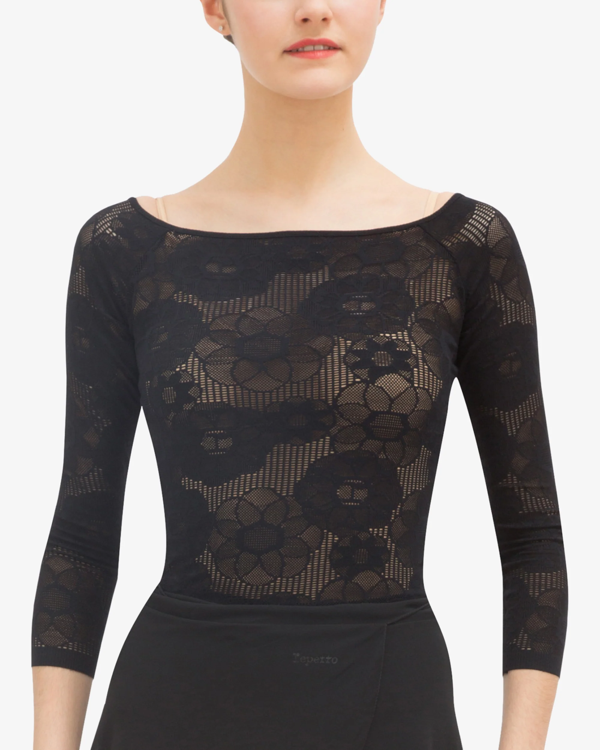 Pull à manches longues en dentelle rosette