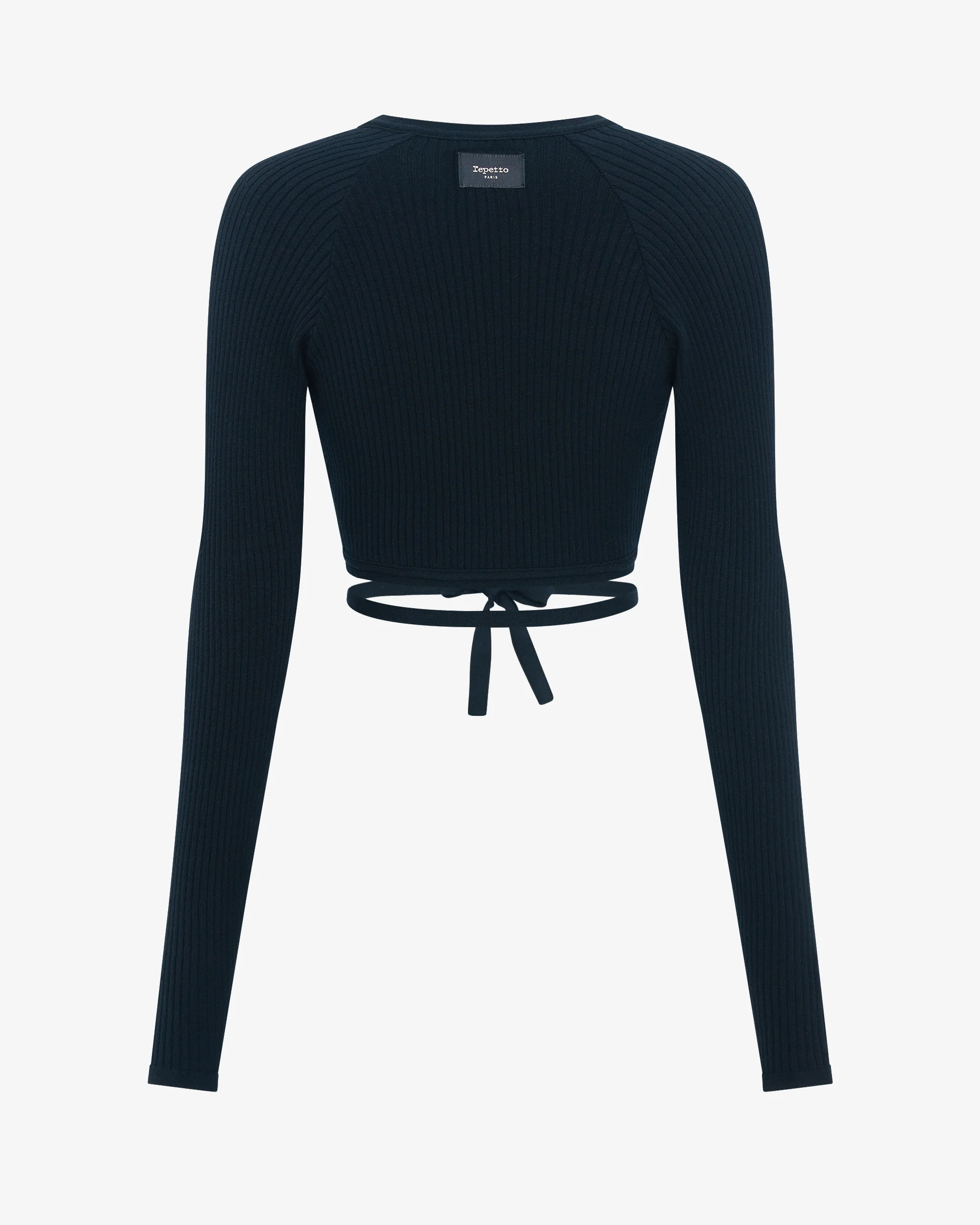 Haut wrap en maille côtelée court