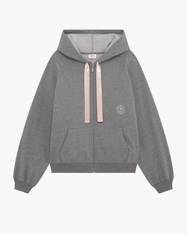 Sweat à capuche zipé satin signature