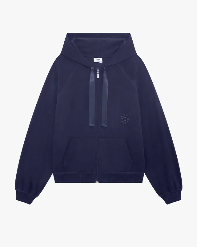 Sweat à capuche zipé satin signature