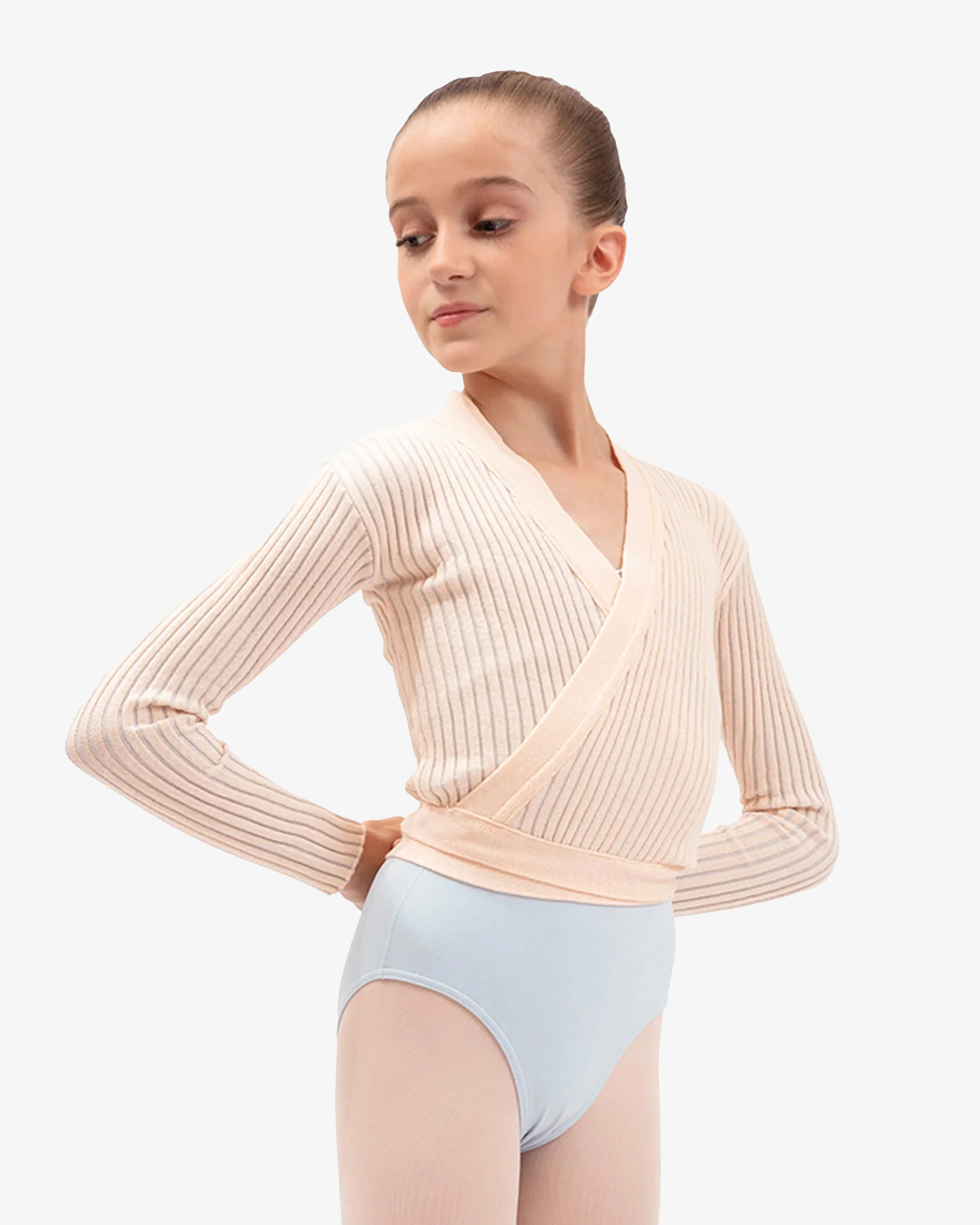 Cardigan à mailles côtelées deux tons en forme de ceinture - Enfants